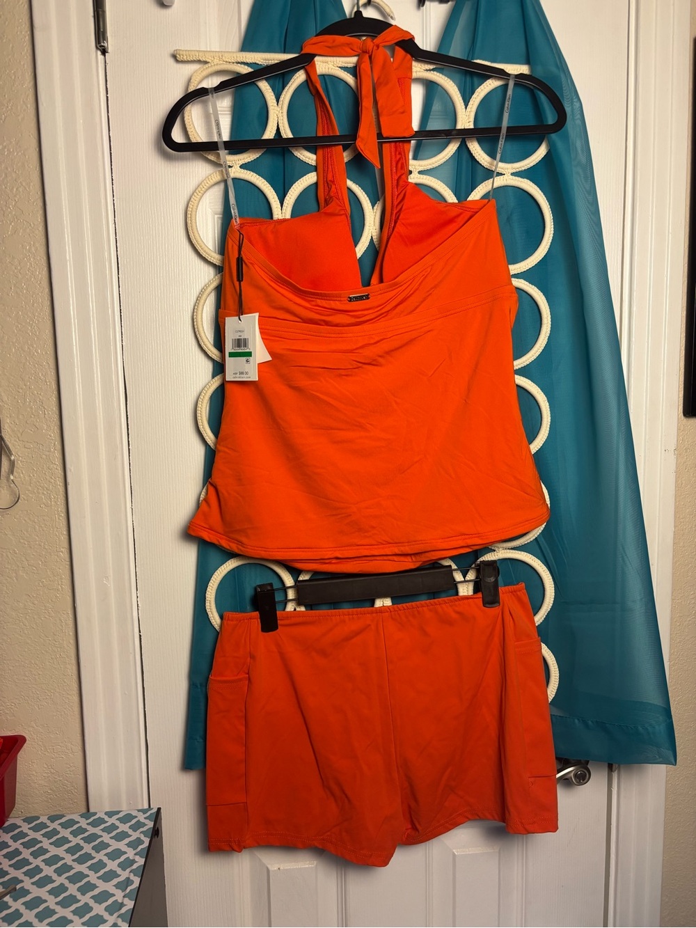 Calvin Klein Bright Orange Women's Tankini Top with shorts bottoms NWT LARGE 🔥 - Picture 5 of 16